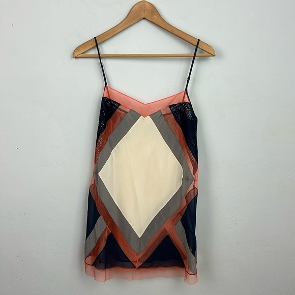 BCBGMAZAZRIA Runway Silk Mesh Geometric Camisole - Picture 8 of 16